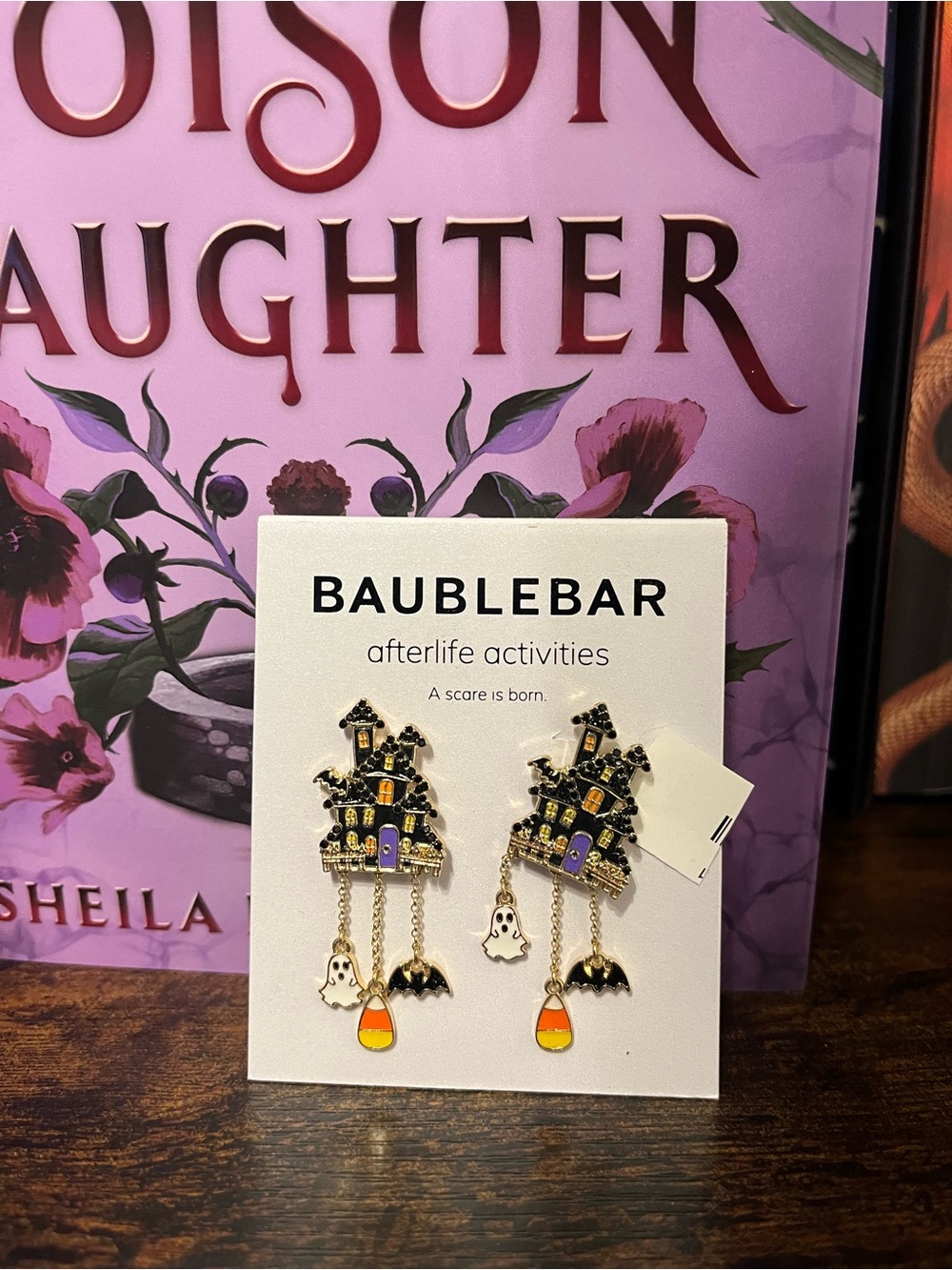 BaubleBar Black, Gold & Purple Haunted House Drop Earrings